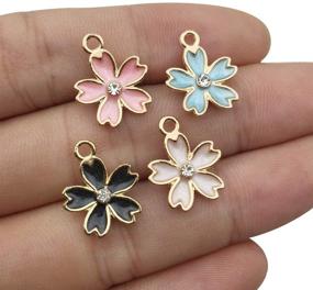 img 2 attached to 🌸 48pcs Gold Plated Enamel Cherry Blossoms Charm Pendant for DIY Jewelry Making - DIY Beads, Necklace, Bracelet, Earring Crafts - M162