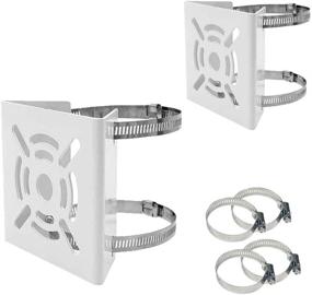 img 4 attached to 📸 Ahn'Qiraj Universal Pole Mounting Bracket for CCTV Security Camera Ptz Dome - Vertical Pole Mount with 8 Loops - Pack of 2