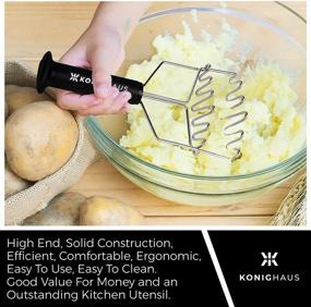 img 3 attached to 🥔 KonigHaus Stainless Steel Spring Loaded Dual Action Potato Masher: Fast and Effective Ergonomic Handle for Vegetable/Fruit Mashing