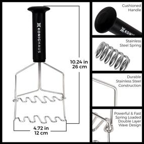 img 2 attached to 🥔 KonigHaus Stainless Steel Spring Loaded Dual Action Potato Masher: Fast and Effective Ergonomic Handle for Vegetable/Fruit Mashing