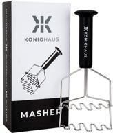 🥔 konighaus stainless steel spring loaded dual action potato masher: fast and effective ergonomic handle for vegetable/fruit mashing logo