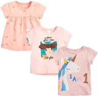 cesannees toddler little girls unicorn t-shirts: cotton tees for casual and comfortable style - 3 pack logo