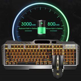 img 3 attached to Upgrade Your Gaming Setup with Our Rechargeable Keyboard and Mouse Combo: Mechanical Feel, Metal Panel, Anti-Ghosting, 3800mAh Capacity (Black)