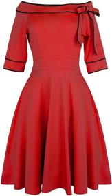 img 3 attached to 👗 Burgundy Vintage Cocktail Dress with Elegant Shoulder - Women's Clothing