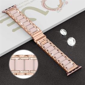 img 2 attached to 🌹 Moolia Metal Band: Stylish Rhinestone Resin Bracelet Compatible with Apple Watch 38mm/40mm, Rose Gold + Pink - iWatch Series 6, 5, 4, 3, 2, 1, SE