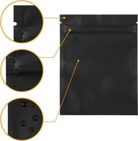 img 2 attached to 👜 Premium Quality Black Ziplock Mylar Bags 3X4 Inch - 300 Pieces | Resealable, Smell Proof, Double-Sided Matte Black Design