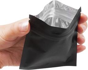 img 1 attached to 👜 Premium Quality Black Ziplock Mylar Bags 3X4 Inch - 300 Pieces | Resealable, Smell Proof, Double-Sided Matte Black Design