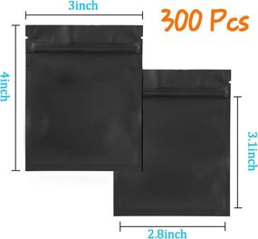 img 3 attached to 👜 Premium Quality Black Ziplock Mylar Bags 3X4 Inch - 300 Pieces | Resealable, Smell Proof, Double-Sided Matte Black Design