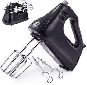 img 4 attached to 🔌 Electric Hand Mixer with Convenient Cord, Dishware Storage and 4 Stainless Steel Attachments - Easy Eject Handheld Mixer for Whipping Egg Whites, Mixing Cookies, Brownies, Cakes, and Dough