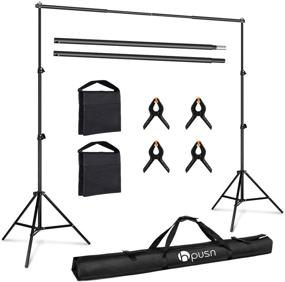 img 4 attached to 🎉 HPUSN Adjustable 10ft Backdrop Stand for Wedding and Party Stage Decoration, Background Support System Kit for Photography Studio with Clamp, Sand Bag, Carry Bag - Photo Video Studio