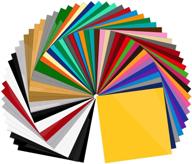 🎨 55 pack of premium permanent self adhesive vinyl sheets in assorted colors - 12” x 12” for craft cutters, printers, letters, and decals logo