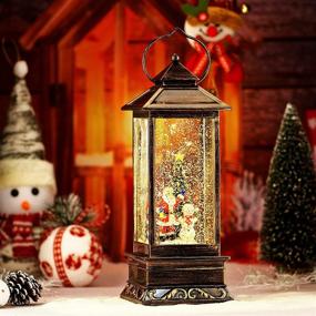 img 1 attached to Musical Christmas Snow Globe Lantern with Swirling Glitter - Battery Operated Snowman Santa Decoration for Home and Gift