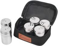 🧂 bisgear 6pc stainless steel salt & pepper shaker sets - portable spice shaker seasoning dispenser with adjustable holes & travel bag for backpacking, camping, bbq - enhanced seo логотип