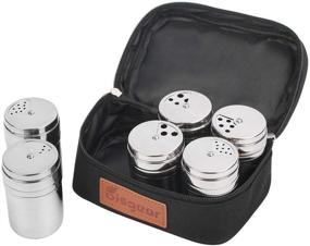 img 4 attached to 🧂 Bisgear 6Pc Stainless Steel Salt & Pepper Shaker Sets - Portable Spice Shaker Seasoning Dispenser with Adjustable Holes & Travel Bag for Backpacking, Camping, BBQ - Enhanced SEO