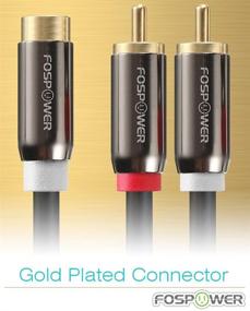 img 1 attached to 🔌 FosPower 8 inch RCA Male to Female Y Adapter Cable - 2 Male to 1 Female Gold Plated Subwoofer Audio Y Splitter Connector Extension Cord