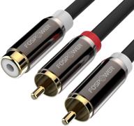 🔌 fospower 8 inch rca male to female y adapter cable - 2 male to 1 female gold plated subwoofer audio y splitter connector extension cord logo