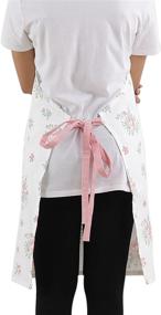 img 2 attached to 🌸 Plush Home Pink Cotton English Flower Women's Apron | Centre Pocket & Adjustable Neck Strap | Thanksgiving, Kitchen, Cooking, Restaurant, Café, Baking & Painting | Size 28"x32