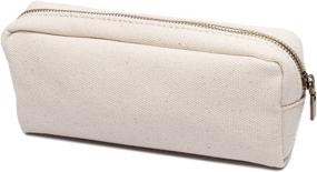 img 4 attached to Karitco Canvas Pencil Case: Stylish Beige Design with Brass Zipper - 7.3 x 3 Inch