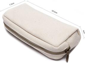 img 1 attached to Karitco Canvas Pencil Case: Stylish Beige Design with Brass Zipper - 7.3 x 3 Inch