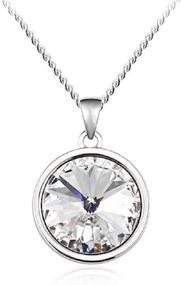 img 4 attached to Silver Tone Crystal Solitaire Pendant Necklace with Swarovski Round Stone, 17+2” Extender