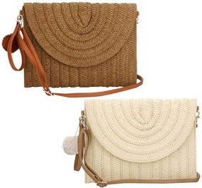 img 1 attached to Straw Handmade Crossbody Shoulder Envelope Women's Handbags & Wallets