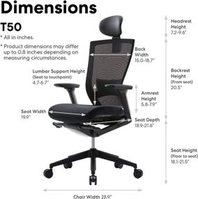 img 3 attached to 🪑 SIDIZ T50 Ergonomic Desk Chair for Home Office: Adjustable Headrest, Lumbar Support, Armrests, Forward Tilt, Breathable Mesh Back, Adjustable Seat Depth