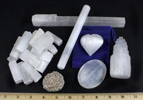 img 2 attached to 🧘 Selenite Protection Collection: Complete Set to Balance Chakras, Promote Healing, and Enhance Good Energy - Includes 1.5-2" Sticks, Palm Stone, Heart, Tower, 8" Stick, 5.5" Massage Wand, Desert Rose Stone, Educational ID Card