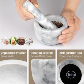 img 1 attached to Small Marble Mortar and Pestle Set: Solid Stone Grinder for Spices, Herbs, Pills - White