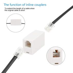 img 1 attached to 📞 Phone Extension Cord: 33 Ft Telephone Cable with RJ11 Plug, In-Line Couplers, 20 Cable Clip Holders - Black