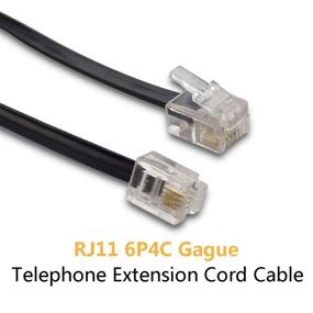 img 2 attached to 📞 Phone Extension Cord: 33 Ft Telephone Cable with RJ11 Plug, In-Line Couplers, 20 Cable Clip Holders - Black