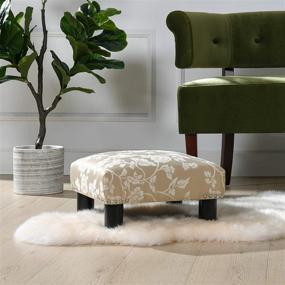 img 4 attached to 🥂 Champagne Beige Floral Jacquard Jules Accent Footstool Ottoman by Jennifer Taylor Home