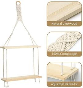 img 3 attached to 🧶 Afuly Hanging Shelf: Chic Boho 2-Tier Cotton Rope Macrame Floating Shelves for Bedroom, Bathroom, and Living Room Decor