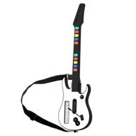 🎸 wireless wii guitar hero controller - compatible with wii rock band 2 and guitar hero world tour bundle (white color) logo