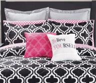 chic queen comforter set - black, white, and pink modern bedding with 12 pieces - complete bed in a bag: sheets, pillow cases, euro shams, and accent pillows logo