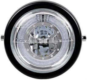 img 3 attached to 🏍️ TASWK 6,5-дюймовый CREE LED-фара мотоцикла в ретро-стиле черного цвета с прозрачным объективом и гало-кольцом для боббера, кафе-рейсера, крузера в винтажном стиле