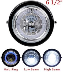 img 1 attached to 🏍️ TASWK 6,5-дюймовый CREE LED-фара мотоцикла в ретро-стиле черного цвета с прозрачным объективом и гало-кольцом для боббера, кафе-рейсера, крузера в винтажном стиле