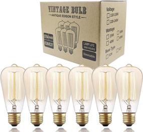 img 4 attached to 6 Pack of Rolay Vintage Edison Bulbs, Clear Glass Square Spiral Filament Incandescent Light Bulbs, 60W