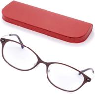 👓 midi pocket portable women's blue light blocking reading glasses with super thin hard shell case - dark chocolate, strength 2.50 (model: mp01c2-250) logo