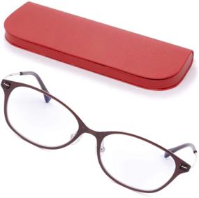 img 4 attached to 👓 MIDI Pocket Portable Women's Blue Light Blocking Reading Glasses with Super Thin Hard Shell Case - Dark Chocolate, Strength 2.50 (Model: MP01C2-250)