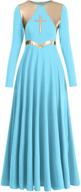 ibakom womens liturgical praise lyrical dance dress: metallic worship costume for ballet with loose fit, full length long sleeves логотип