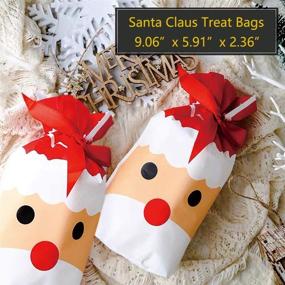 img 2 attached to 🎅 Christmas Treat Bags, 24pcs Santa Gift Bags with Drawstring Closure, Plastic Candy Goodies Bag for Wrapping Gifts, Holiday Party Decorations