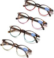 stylish spring hinge reading glasses for women - protect your eyes from blue 👓 light with anti-eyestrain technology - 4 pairs mix of trendy colors (2.50 magnification) + bonus pouches logo