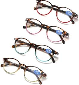 img 4 attached to Stylish Spring Hinge Reading Glasses for Women - Protect Your Eyes from Blue 👓 Light with Anti-Eyestrain Technology - 4 Pairs Mix of Trendy Colors (2.50 Magnification) + Bonus Pouches