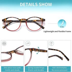 img 1 attached to Stylish Spring Hinge Reading Glasses for Women - Protect Your Eyes from Blue 👓 Light with Anti-Eyestrain Technology - 4 Pairs Mix of Trendy Colors (2.50 Magnification) + Bonus Pouches