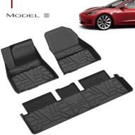 🚗 farasla tesla model 3 all weather floor mats (2017-2021) - durable tpe material, flexible & odorless, non-slip protection - fits 2017-2021 models (set of 3) logo