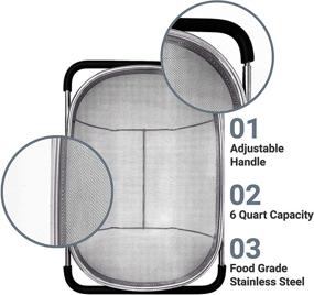 img 1 attached to 🍝 Makerstep Stainless Steel Over the Sink Colander Strainer Basket with Rubber Grip - Fine Mesh, Large, Expandable Pasta Strainer - Essential Kitchen Gadget