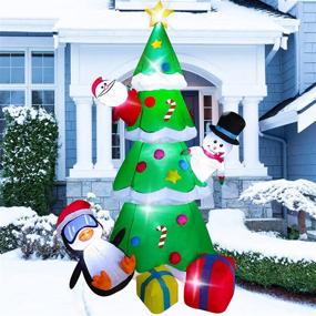 img 2 attached to 🎄 7FT Inflatable Christmas Tree Outdoor Decorations with LED Lights - Santa Claus, Snowman, Penguin, and Gift Wrapped Boxes - Blow Up Christmas Yard Décor for Outdoor Lawn