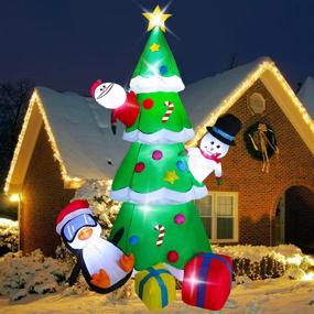 img 3 attached to 🎄 7FT Inflatable Christmas Tree Outdoor Decorations with LED Lights - Santa Claus, Snowman, Penguin, and Gift Wrapped Boxes - Blow Up Christmas Yard Décor for Outdoor Lawn