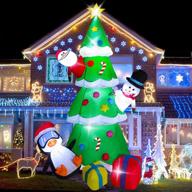 🎄 7ft inflatable christmas tree outdoor decorations with led lights - santa claus, snowman, penguin, and gift wrapped boxes - blow up christmas yard décor for outdoor lawn logo