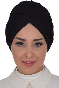 img 4 attached to Effortless Style: Instant Turban Scarf Head Wrap for Women with Lightweight Hats and Caps